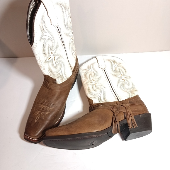 Laredo Myra Western Women's Leather Boots in Sand/ White Size 10 - Picture 4 of 9